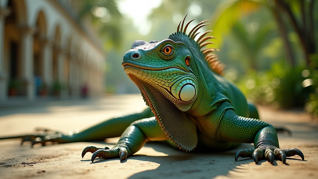iguanas roaming historic park