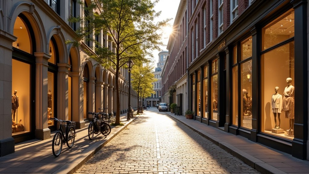 intimate boutiques and galleries