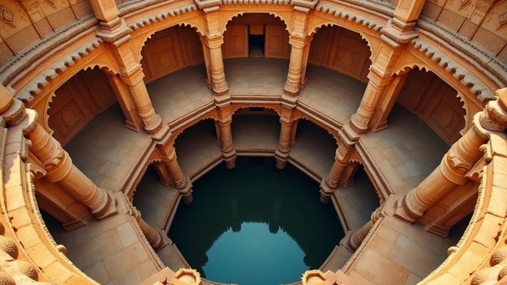 intricate red sandstone carvings