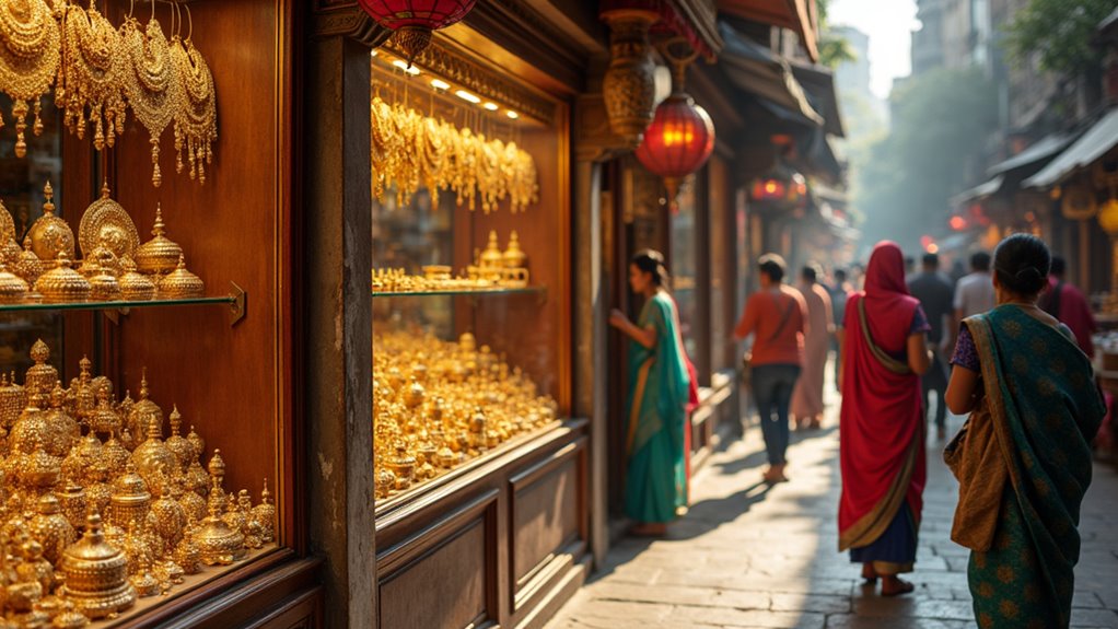 jewelry and silk sari shops