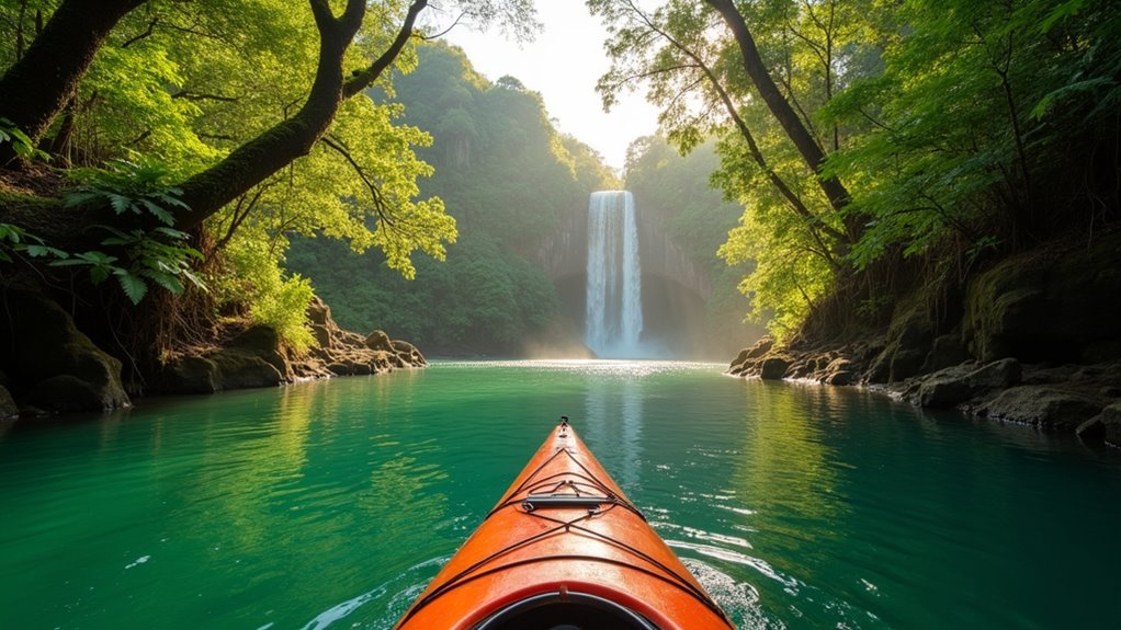 kayak hike secret waterfall