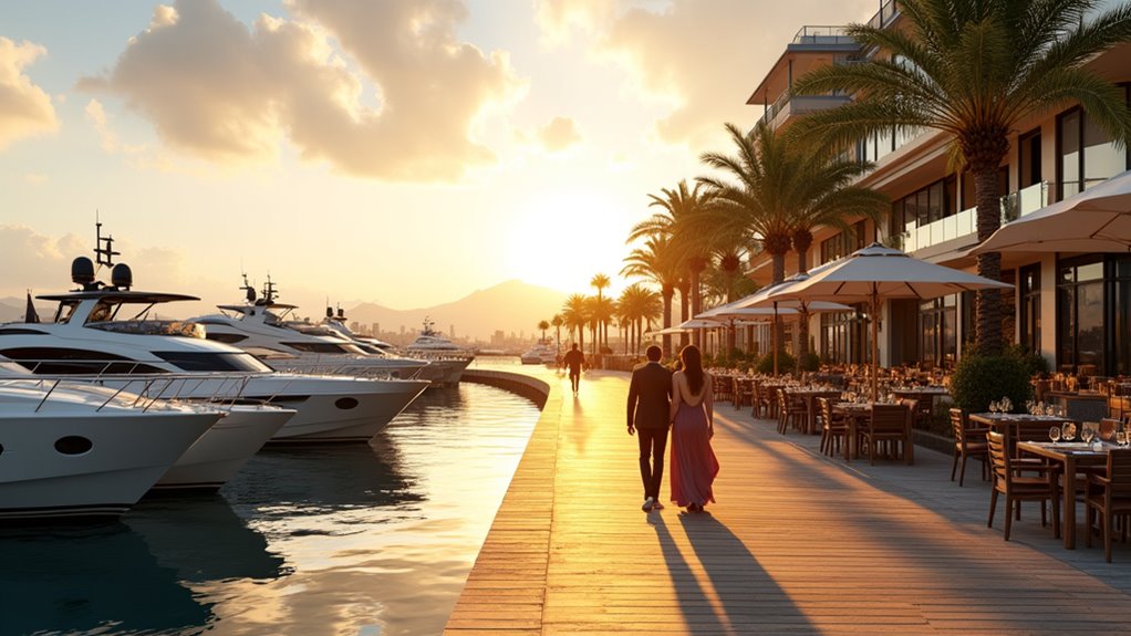 lively waterfront with dining