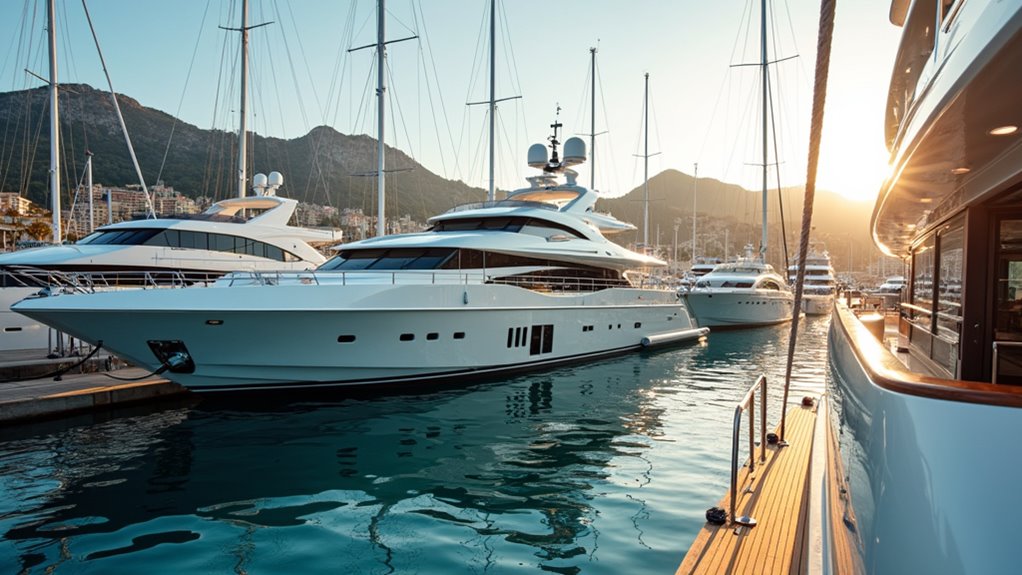 luxury yachts lining monaco marina