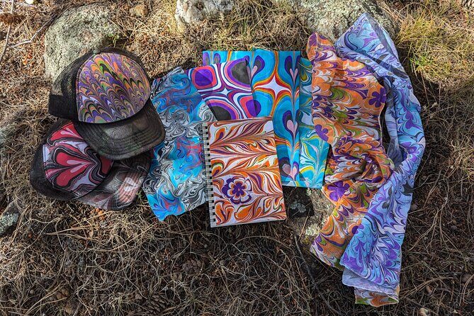 Marbled Silk Scarf, Trucker Hat, Sketchbook or 4 Pieces of Paper - The Value of This Experience