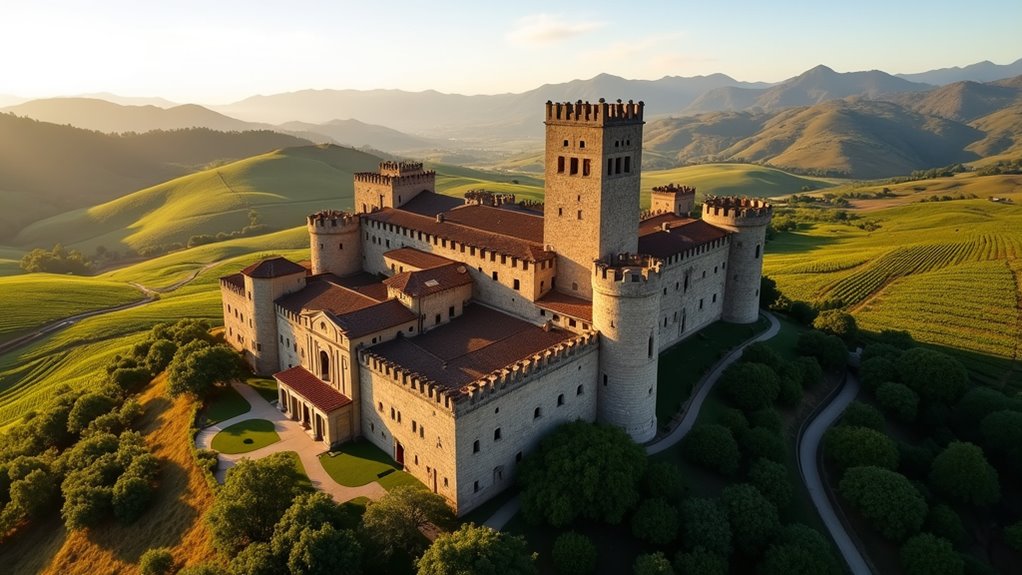 medieval castle with caves