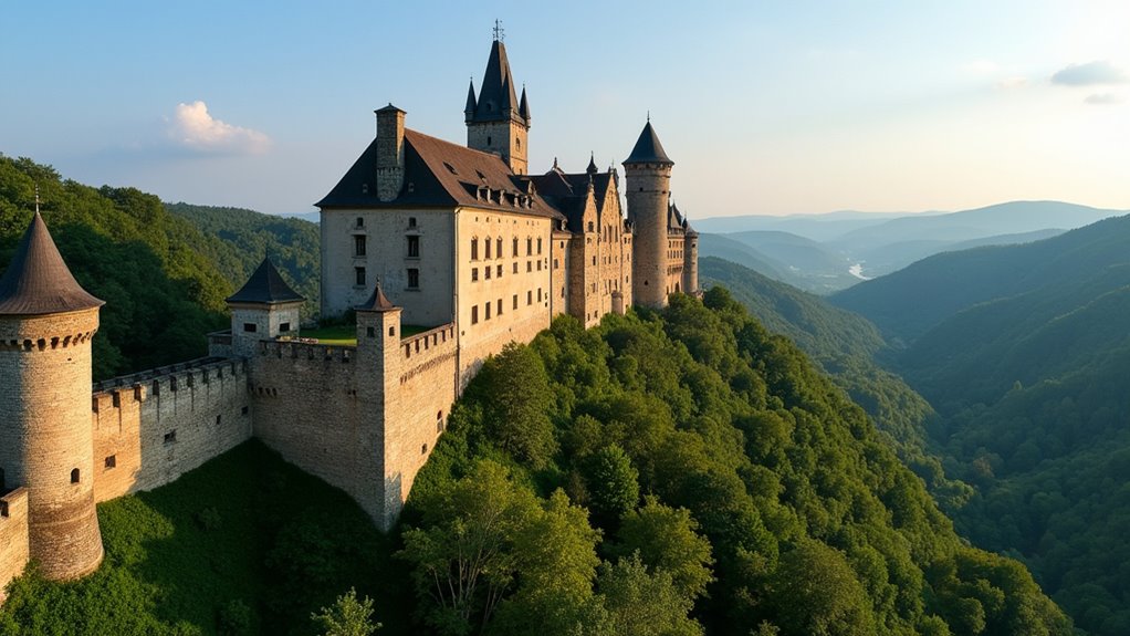 medieval castle with romanesque