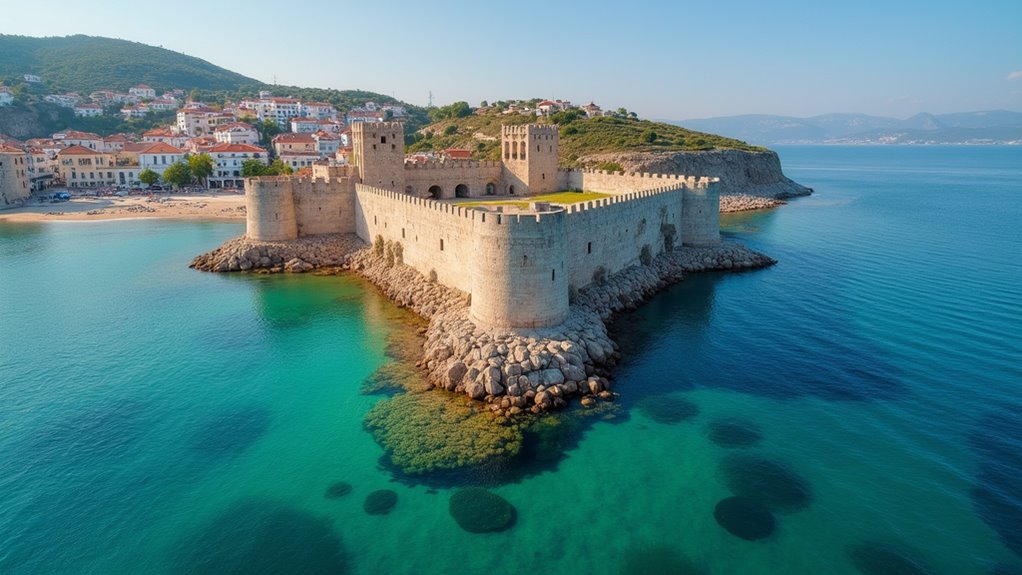 medieval castle with underwater museum