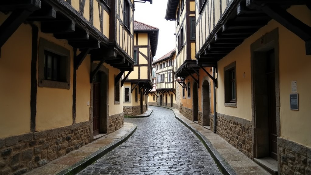 medieval street with timber frames