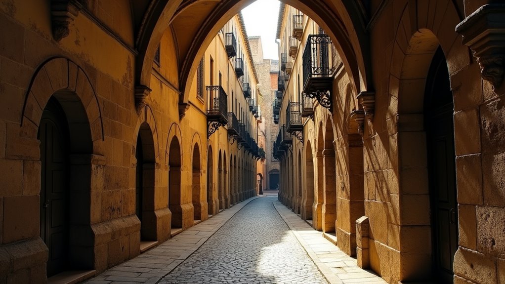 medieval streets and roman ruins