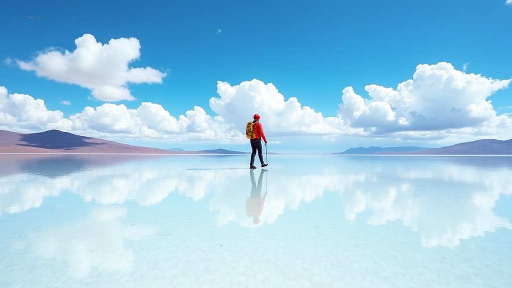 mirror like salt flats reflections