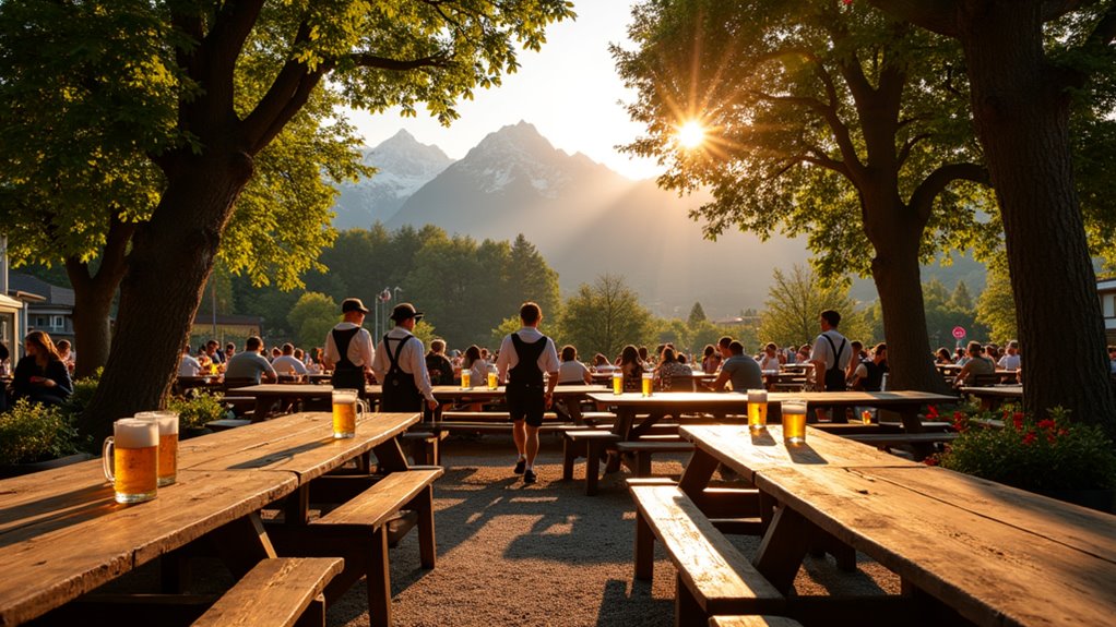 munich beer gardens and alps