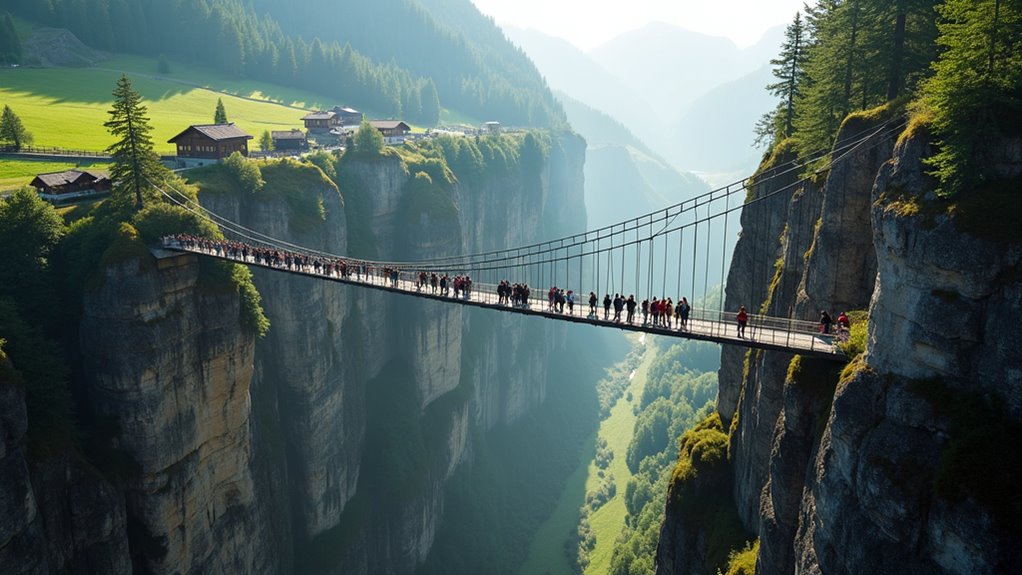 panoramic suspension bridge views
