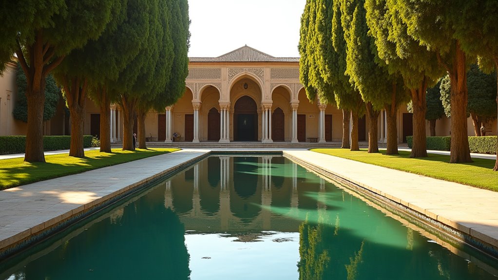 persian garden frescoes reflection