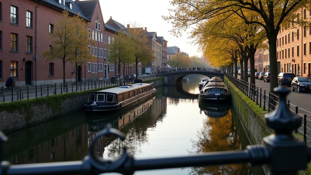 picturesque canal bridge reflections