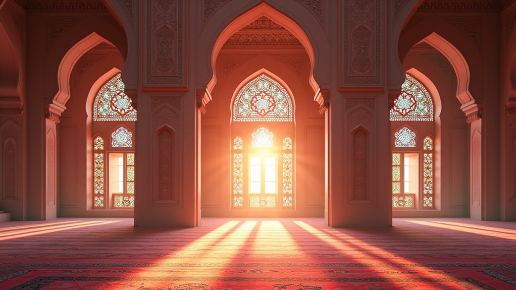pink mosque morning light show