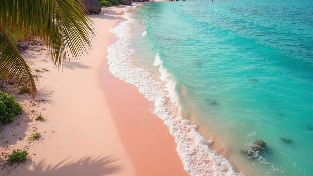pink sandy beach paradise