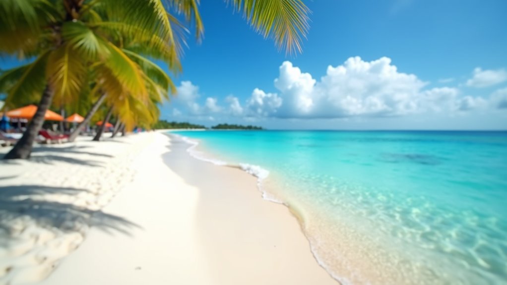 powdery coral turquoise waters