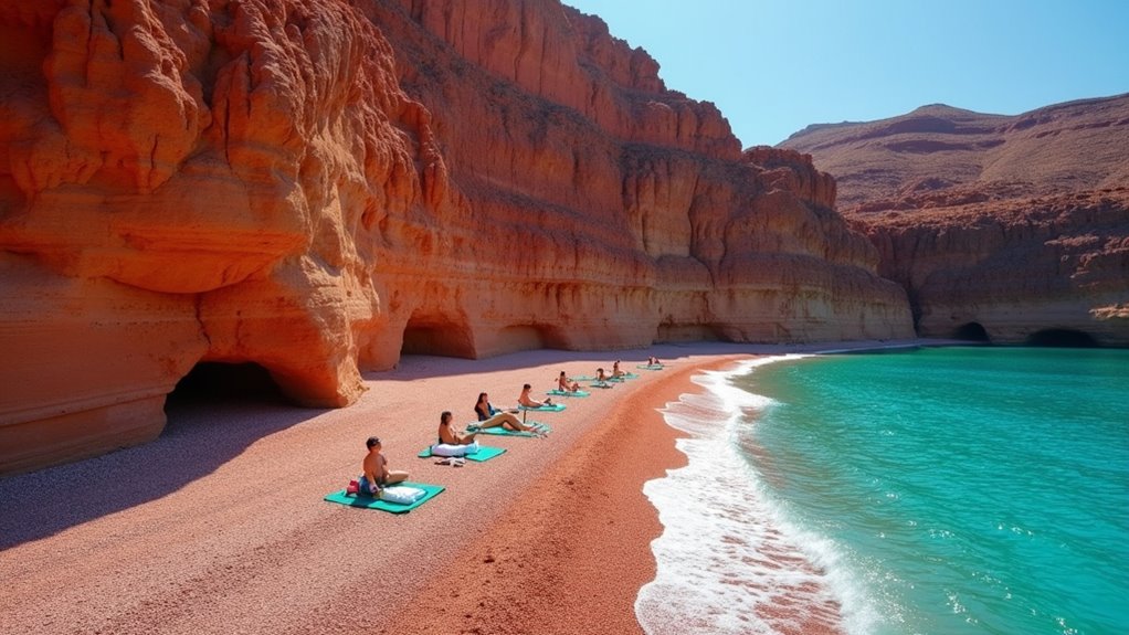 red beach volcanic landscape