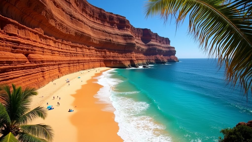 red cliffs and coastal trails