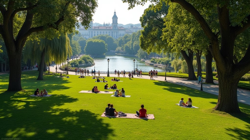 relaxing park with historic sights