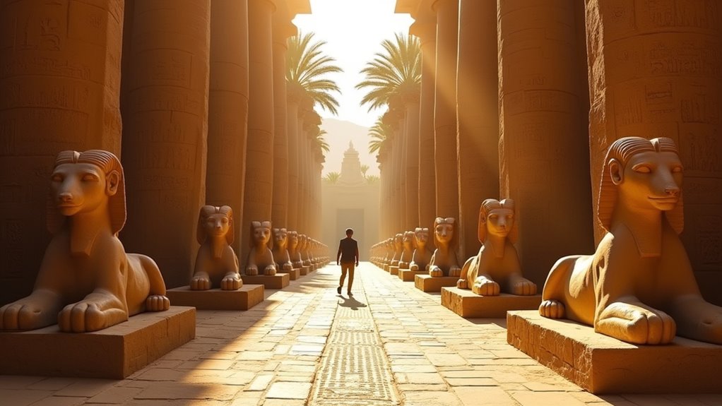 restored sphinxes avenue walk