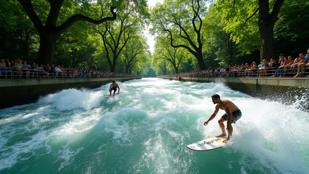 river surfing and lush trails