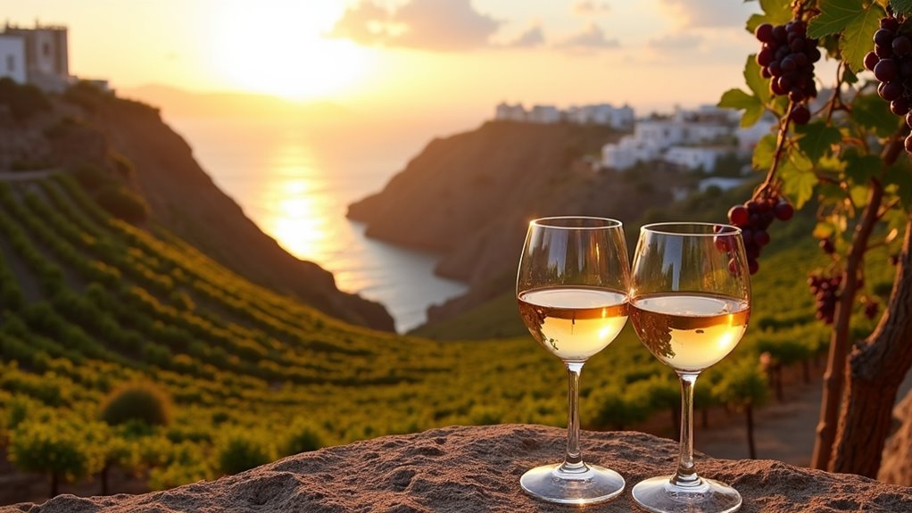 santorini wineries with caldera views