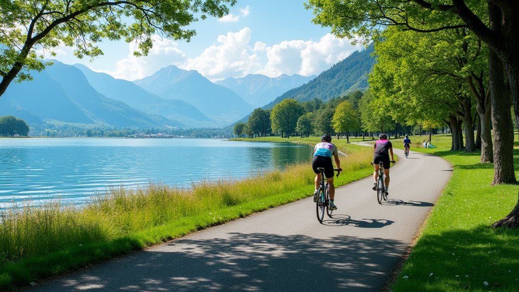 scenic lakeside cycling route