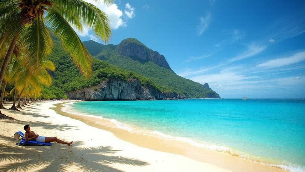 secluded beach with activities