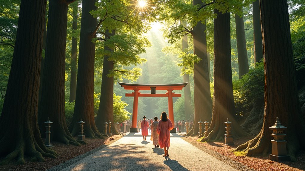 serene forested shrine escape