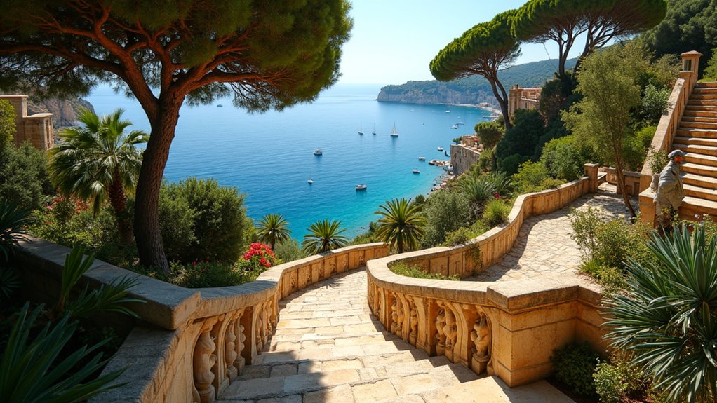 serene garden with coastal views