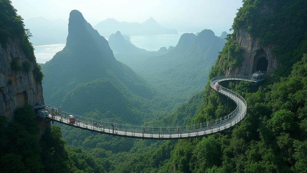 sky bridge and cable car