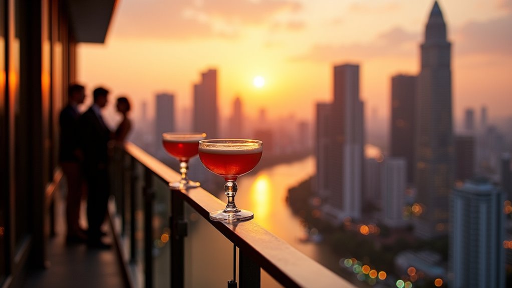 skyline sunset rooftop views
