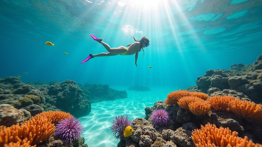 snorkel reefs at sandy beach