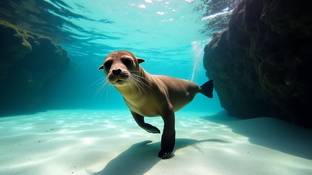 snorkeling with playful sea lions