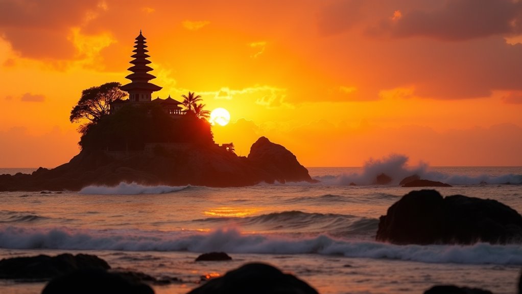 sunset at tanah lot