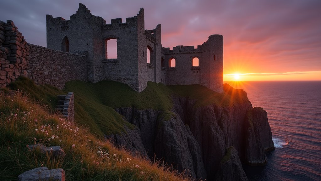 sunset castle ruins panoramic views