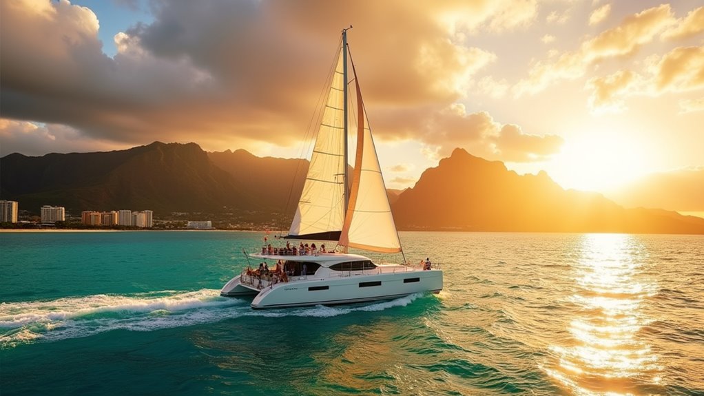 sunset catamaran coastal cruise