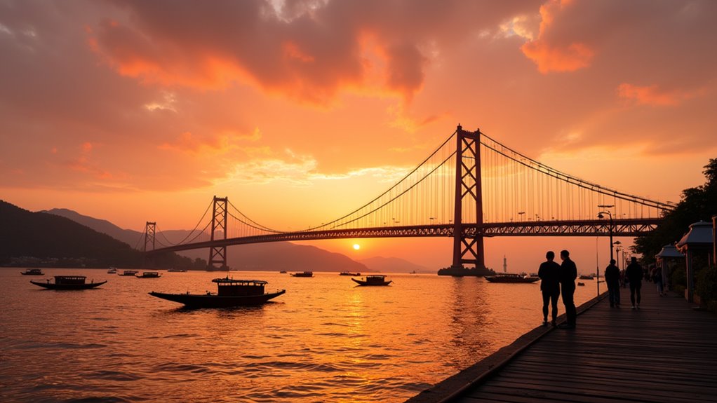 sunset fisherman s wharf lover s bridge