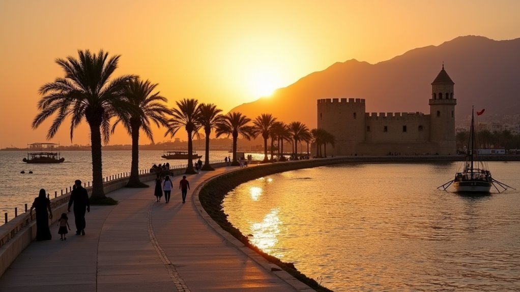 sunset stroll along waterfront