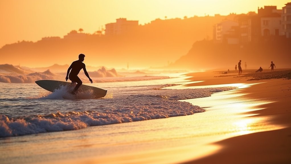 sunset surfing at zurriola