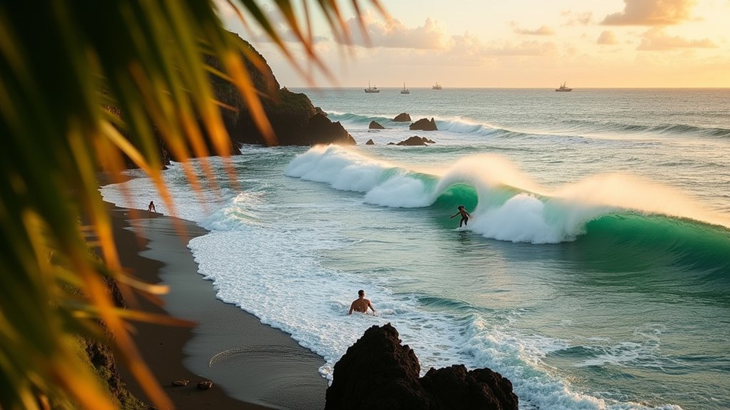 surf beaches caves sunsets