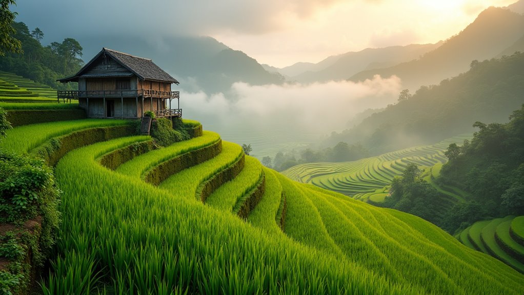 trekking rice terraces and villages