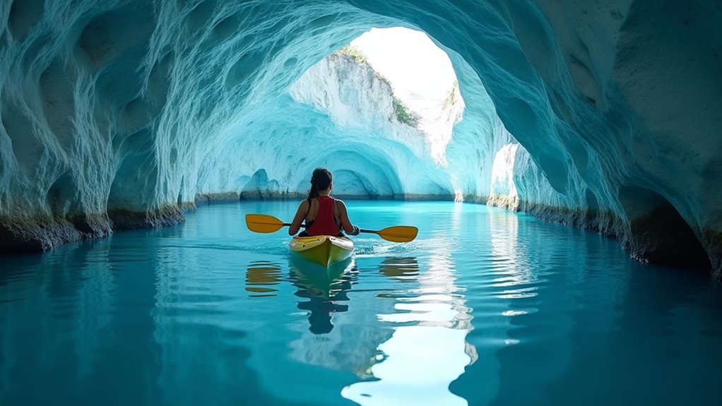 turquoise marble cave reflections