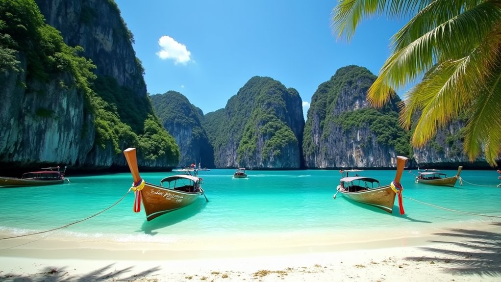 turquoise waters limestone cliffs
