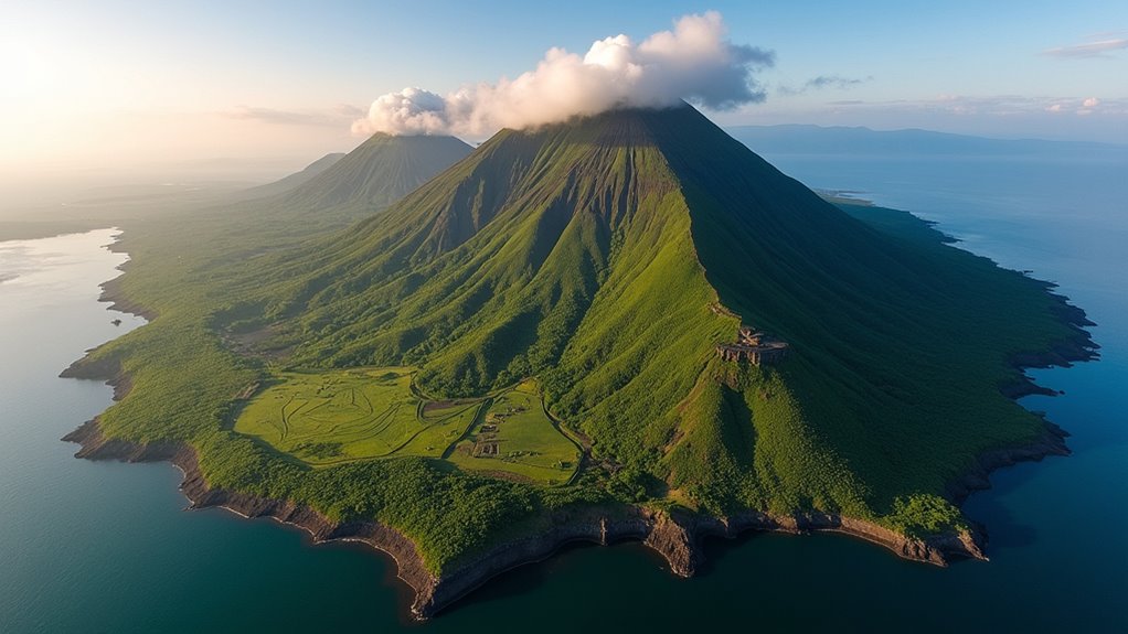 twin volcanoes and petroglyphs