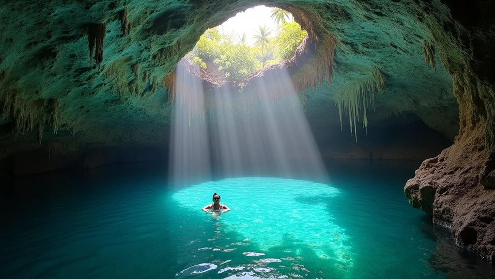underground freshwater cave swimming