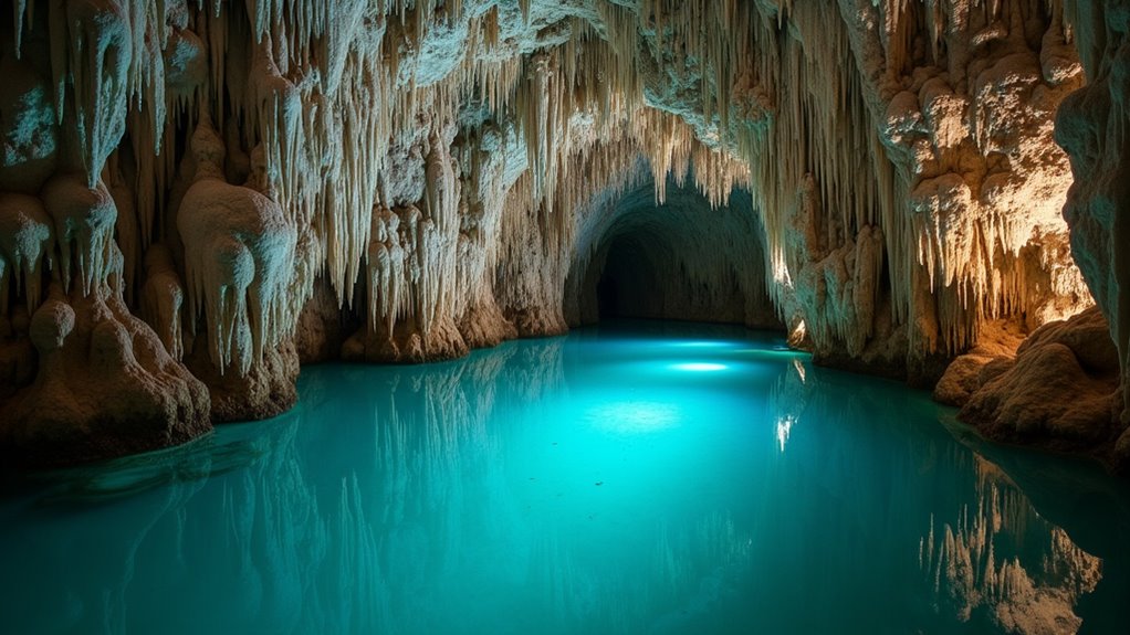 underground lake with limestone