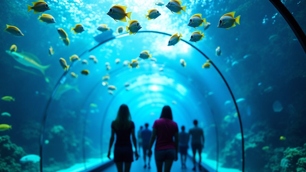 underwater tunnel with marine life