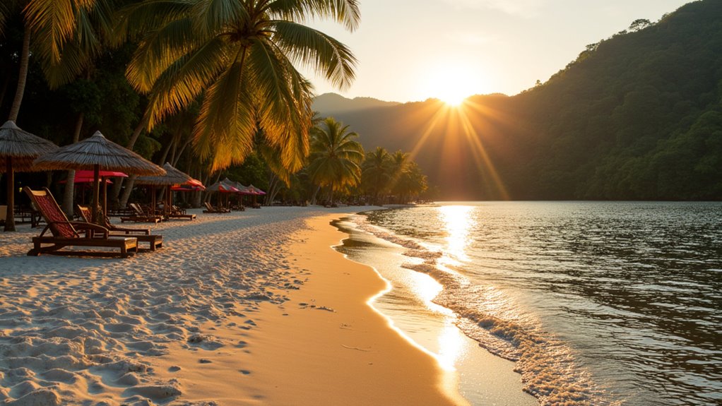 urban beach with scenic sunsets